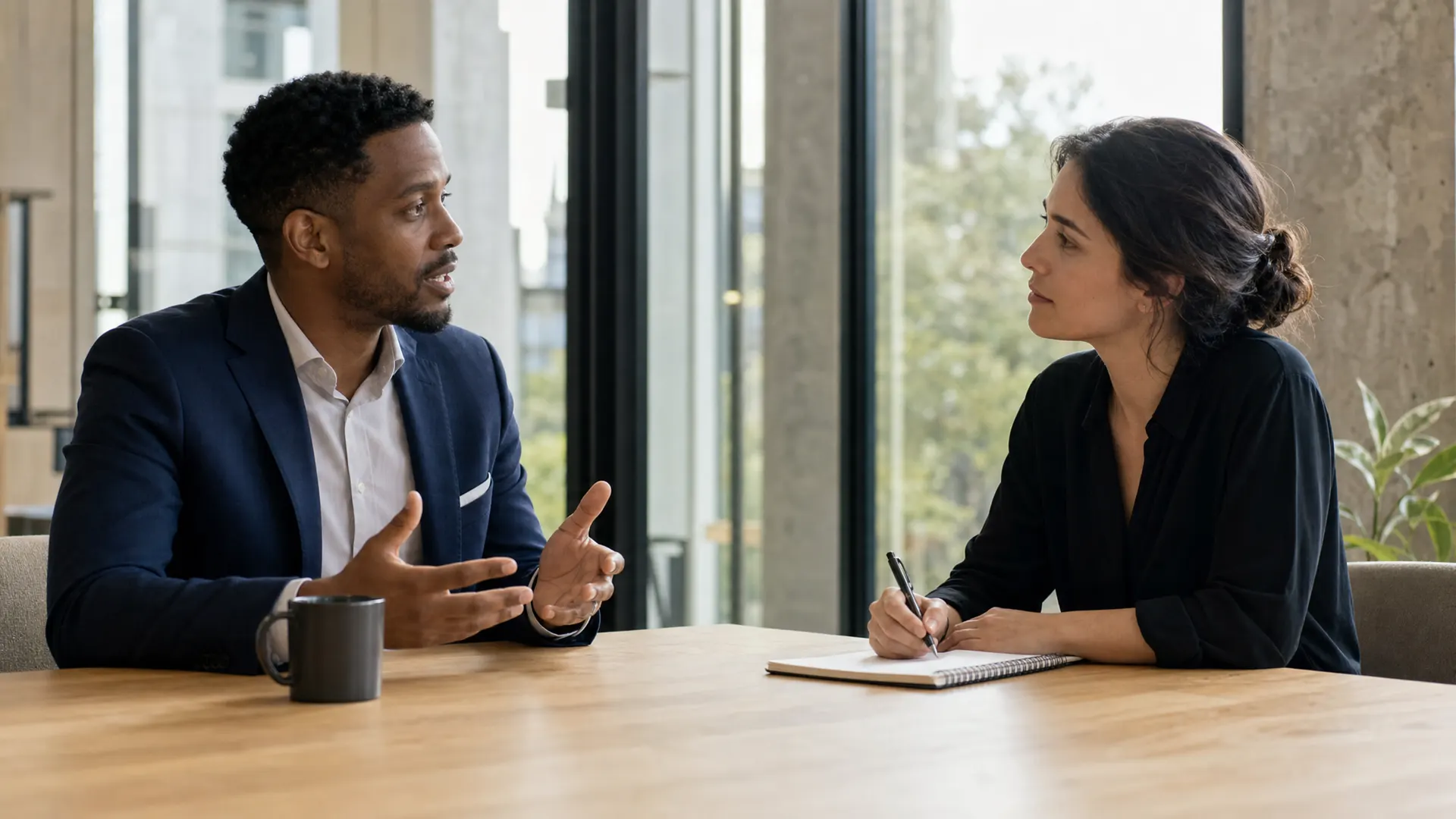 Leadership team in a focused strategy conversation